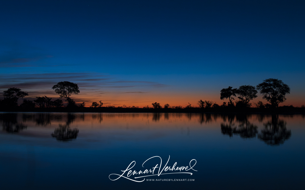 Okavango in Botswana at sunset