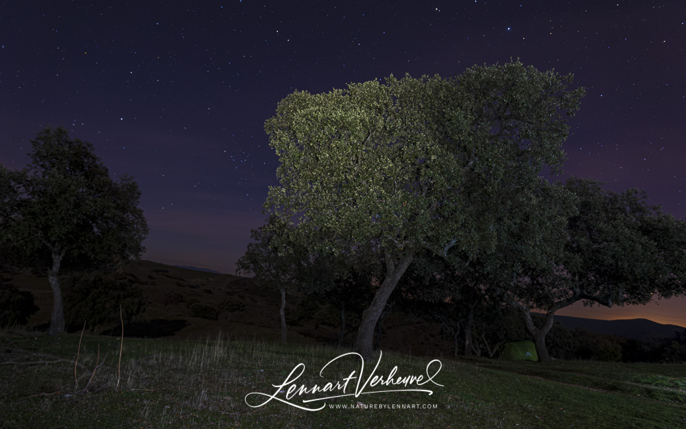 Sierra de Andujar in Spain at night