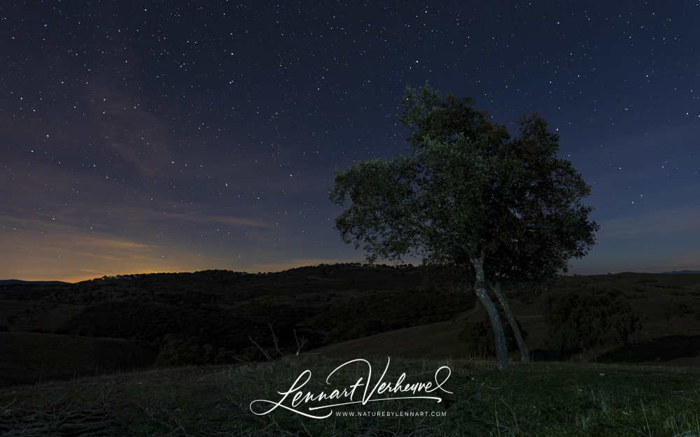 Sierra de Andujar in Spain at night