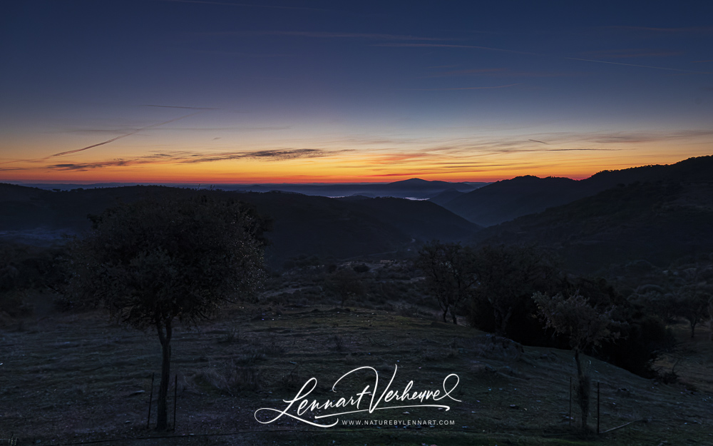 Sierra de Andujar in Spain at night