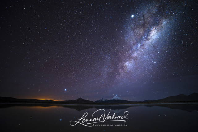 Milky Way and an Andean lake