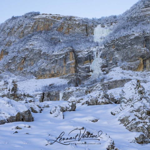 Frozen waterfall in Azerbaijani Caucasus